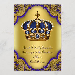 Kronprinz Taufe Royal Blau und Gold Einladung