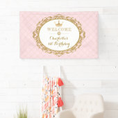 Kronprinzessin Geburtstagsparty Pink Royal Willkom Banner (Insitu)