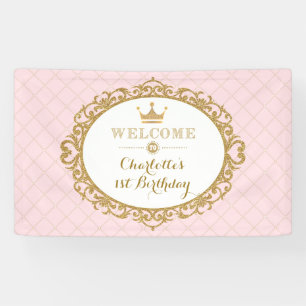 Kronprinzessin Geburtstagsparty Pink Royal Willkom Banner