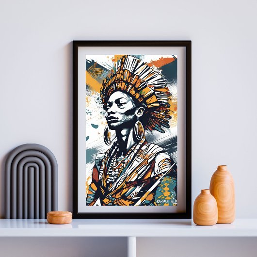 Krönt im Erbe - Afrozentrische Stammeskönigin Poster