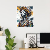 Krönt im Erbe - Afrozentrische Stammeskönigin Poster (Heimbüro)