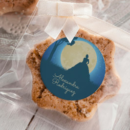 Krönte Silhouette mit dem Monde Quinceanera Runder Aufkleber