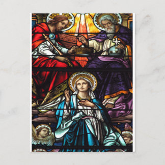 Krönung der gesegneten Jungfrau Mary Stetting Glas Postkarte