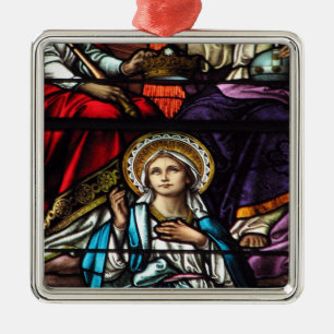 Krönung der gesegneten Jungfrau Mary Stetting Glas Silbernes Ornament