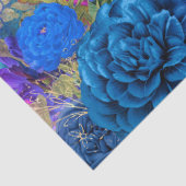 Krönung Pfau auf Blauem Lila Blumendekoupage Seidenpapier (Detail)