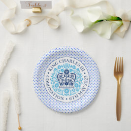 Krönungsemblem des Königs Charles III Pappteller