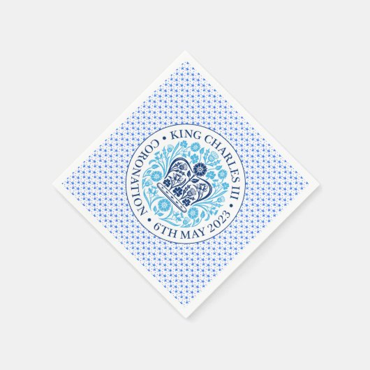 Krönungsemblem des Königs Charles III Serviette (Ecke)