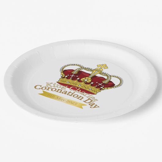 Krönungstages-Kronpapier-Teller Pappteller (Schrägansicht)