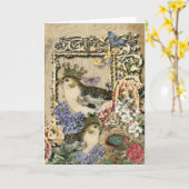 Kronvögel - Vintage Blindgrüße Karte (Gelbe Blume)