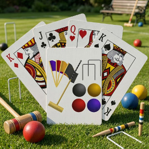 Kroquet-Ausrüstungsset Schlägel Bälle Tore Spielkarten