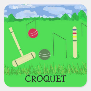 Kroquet-Spiel Quadratischer Aufkleber