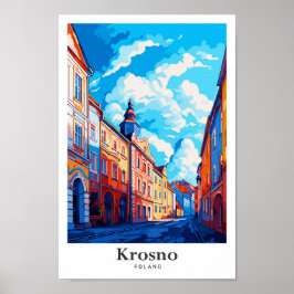 Krosno Poland Vintage Travel Potrait Illustration Poster