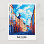 Krosno Poland Vintage Travel Potrait Illustration Postkarte (Vorderseite)