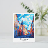 Krosno Poland Vintage Travel Potrait Illustration Postkarte (Stehend Vorderseite)
