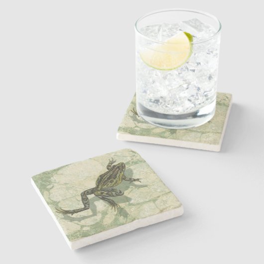 Kröte Swinning im Wasser Steinuntersetzer (Seitenansicht)