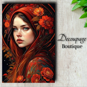 Kroter Kapuze - Herbstrose Verzauberin Decoupage Seidenpapier
