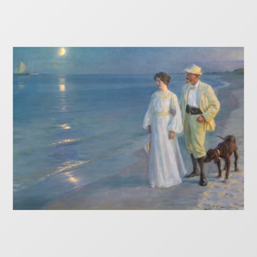 Kroyer - Der Künstler und seine Ehefrau am Strand Fensteraufkleber (Blatt)