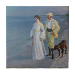 Kroyer - Der Künstler und seine Ehefrau am Strand Fliese