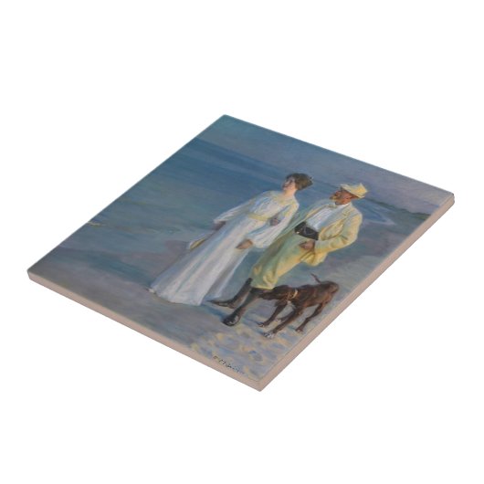 Kroyer - Der Künstler und seine Ehefrau am Strand Fliese (Seite)