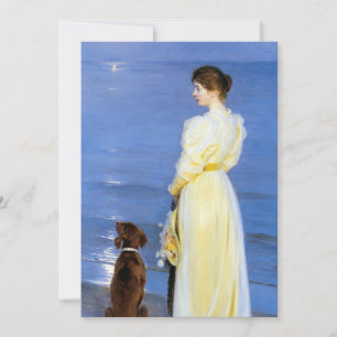 Kroyer - Die Frau des Künstlers und Hund am Ufer Dankeskarte