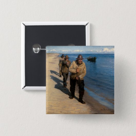 Kroyer - Drei Fischer ziehen ein Boot Button (Vorne & Hinten)