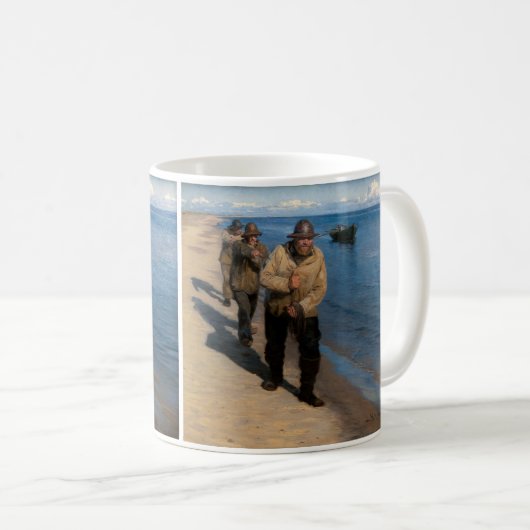 Kroyer - Drei Fischer ziehen ein Boot Kaffeetasse (VorderseiteRechts)