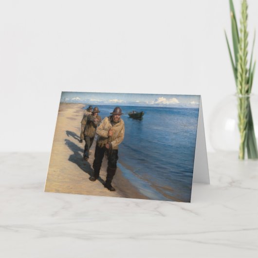 Kroyer - Drei Fischer ziehen ein Boot Karte (Vorderseite)