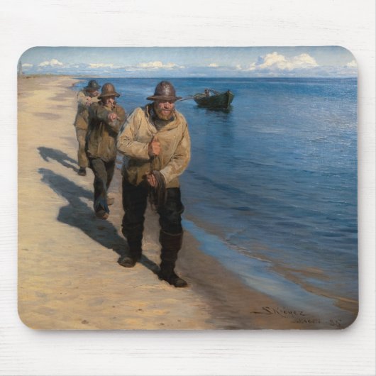 Kroyer - Drei Fischer ziehen ein Boot Mousepad (Vorne)