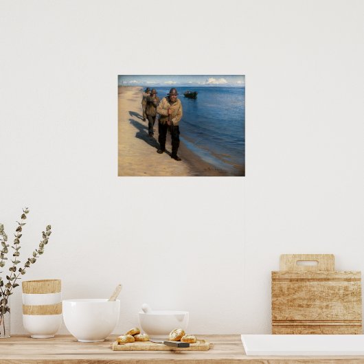 Kroyer - Drei Fischer ziehen ein Boot Poster (Küche)