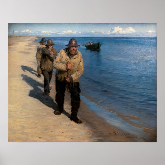 Kroyer - Drei Fischer ziehen ein Boot Poster (Vorne)