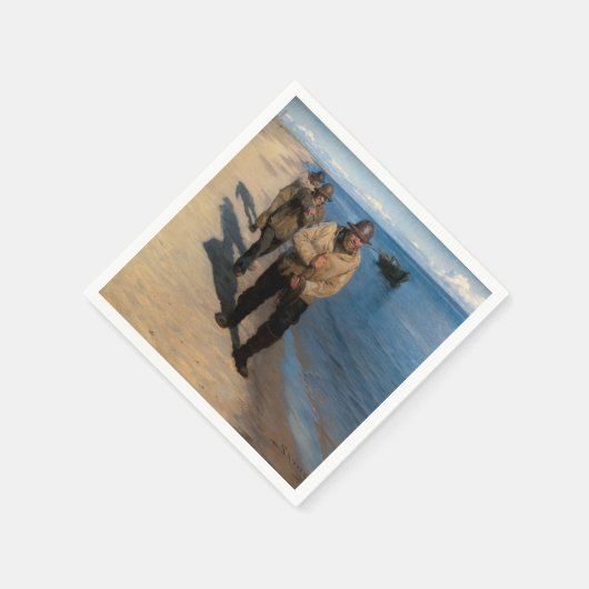 Kroyer - Drei Fischer ziehen ein Boot Serviette (Ecke)