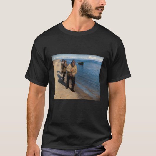 Kroyer - Drei Fischer ziehen ein Boot T-Shirt (Vorderseite)