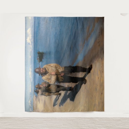 Kroyer - Drei Fischer ziehen ein Boot Wandteppich (Vorderseite)