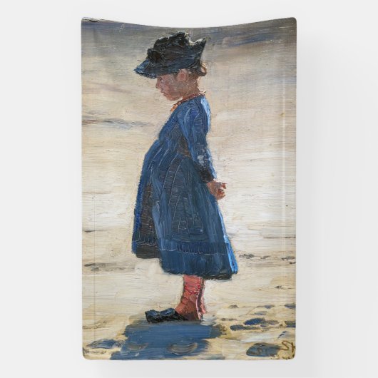 Kroyer - Little Girl stehend am Skagen Beach Banner (Vertikal)