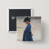 Kroyer - Little Girl stehend am Skagen Beach Button (Vorne & Hinten)