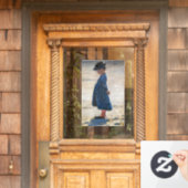 Kroyer - Little Girl stehend am Skagen Beach Fensteraufkleber (Haustür)