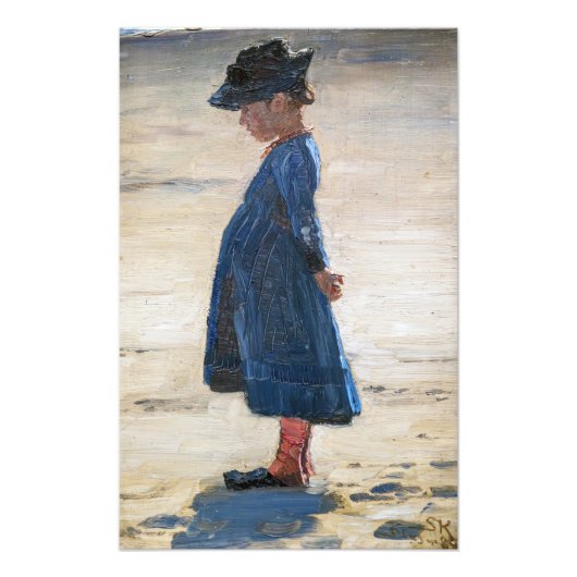Kroyer - Little Girl stehend am Skagen Beach Fotodruck (Vorne)