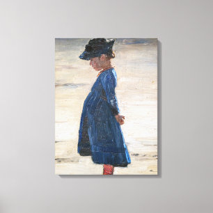 Kroyer - Little Girl stehend am Skagen Beach Leinwanddruck