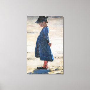 Kroyer - Little Girl stehend am Skagen Beach Leinwanddruck