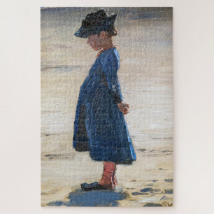 Kroyer - Little Girl stehend am Skagen Beach Puzzle