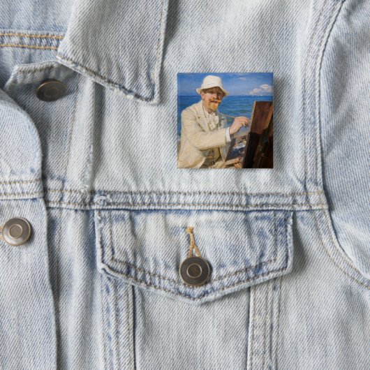 Kroyer - Selbstportrait am Strand von Skagen Button (Beispiel)