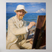 Kroyer - Selbstportrait am Strand von Skagen Poster (Vorne)