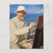 Kroyer - Selbstportrait am Strand von Skagen Postkarte (Vorderseite)