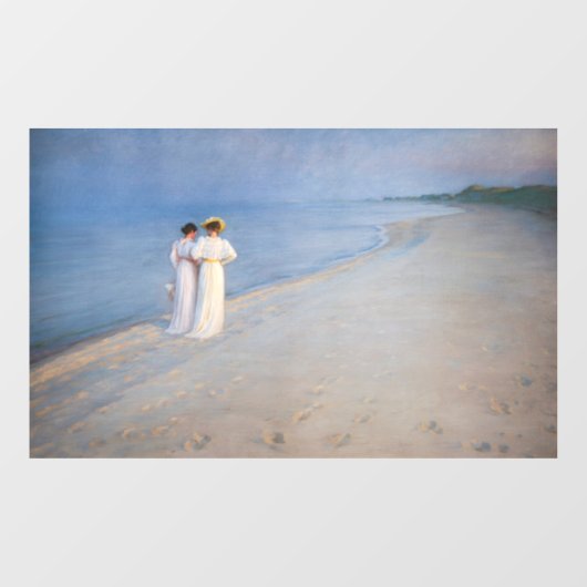 Kroyer - Sommer-Abend am Skagen Beach Fensteraufkleber (Blatt)