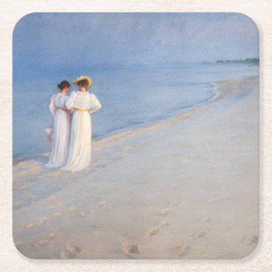 Kroyer - Sommer-Abend am Skagen Beach Rechteckiger Pappuntersetzer (Vorderseite)