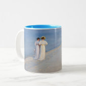 Kroyer - Sommer-Abend am Skagen Beach Zweifarbige Tasse (Vorderseite Links)