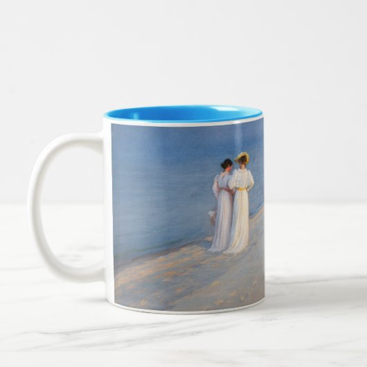 Kroyer - Sommer-Abend am Skagen Beach Zweifarbige Tasse (Links)
