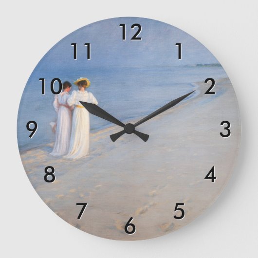 Kroyer - Summer Evening on Skagen Beach Große Wanduhr (Vorderseite)