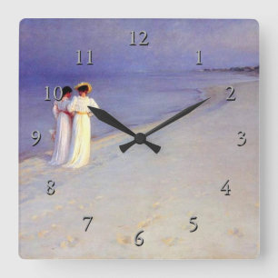 Kroyers "Sommer-Nachmittag auf Skagen Strand " Quadratische Wanduhr
