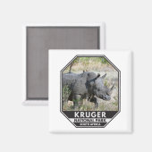 Kruger National Park South Africa Rhino Watercolor Magnet (Vorderseite/Rückseite)